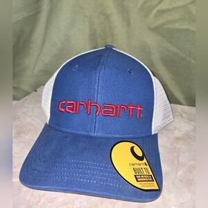 Carhartt Blue & White Trucker Hat with Red Logo New With Tags